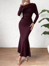 Buy SHEIN Priv̩ Solid Asymmetrical Neck Ruched Mermaid Hem Dress in Pakistan