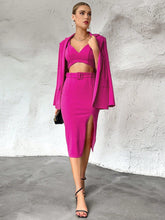 Buy SHEIN Privé Solid Cami Top & Split Thigh Skirt & Blazer in Pakistan