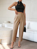 Buy SHEIN Privé Solid Color Pleated Trousers For Women in Pakistan