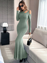 Buy SHEIN Priv̩ Solid Irregular Collar Long Sleeve Bodycon Dress in Pakistan