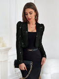 Buy SHEIN Priv̩ Sparkling Open Front Puff Sleeve Jacket in Pakistan