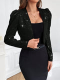 Buy SHEIN Priv̩ Sparkling Open Front Puff Sleeve Jacket in Pakistan