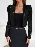 Buy SHEIN Priv̩ Sparkling Open Front Puff Sleeve Jacket in Pakistan
