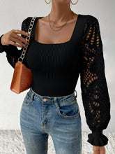 Buy SHEIN Privé Square Neck Flare Sleeve Sweater in Pakistan