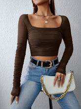 Buy SHEIN Privé Square Neck Ruched Mesh Top in Pakistan