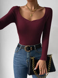 Buy SHEIN Privé Sweetheart Neck Ribbed Knit Sweater in Pakistan