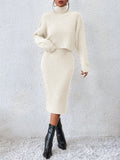 Buy SHEIN Privé Turtleneck Drop Shoulder Sweater & Knit Skirt in Pakistan