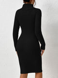 Buy SHEIN Privé Turtleneck Raglan Sleeve Twist Front Sweater Dress in Pakistan