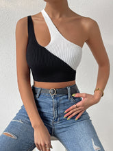 Buy SHEIN Privé Two Tone One Shoulder Cut Out Crop Knit Top in Pakistan