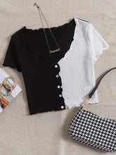 Buy SHEIN Qutie Two Tone Lettuce Trim Tee in Pakistan