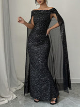 Buy SHEIN Raffinéa Elegant Off-Shoulder Sparkly Cape Evening Dress in Pakistan