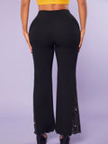Buy SHEIN SXY Contrast Lace Flare Leg Pants in Pakistan