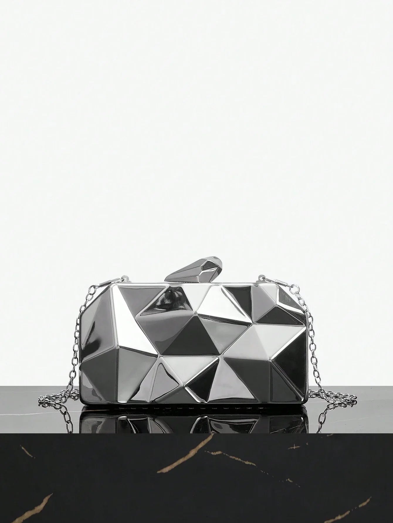 Buy SHEIN SXY Silver Irregular Geometric Shaped Fashion Evening Bag in Pakistan