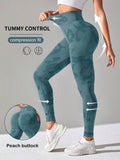 Buy SHEIN Sport Studio High Stretch Seamless Absorbs Sweat Quick-Drying Graphic Print Sports Leggings in Pakistan