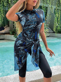 Buy SHEIN Swim Mulvari Summer Beach Tropical Print Burkini Swimsuit With Cover Up in Pakistan