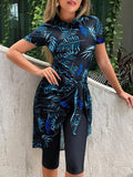 Buy SHEIN Swim Mulvari Summer Beach Tropical Print Burkini Swimsuit With Cover Up in Pakistan
