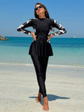 Buy SHEIN Swim Mulvari Women Summer Beach Conservative Style Contrast Plant Print Burkini Set in Pakistan