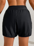 Buy SHEIN Swim Women Summer Beach Solid Elastic Waist Boardshorts in Pakistan