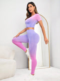 Buy SHEIN Yoga Trendy Ombre Print Tummy Control Sports Set in Pakistan
