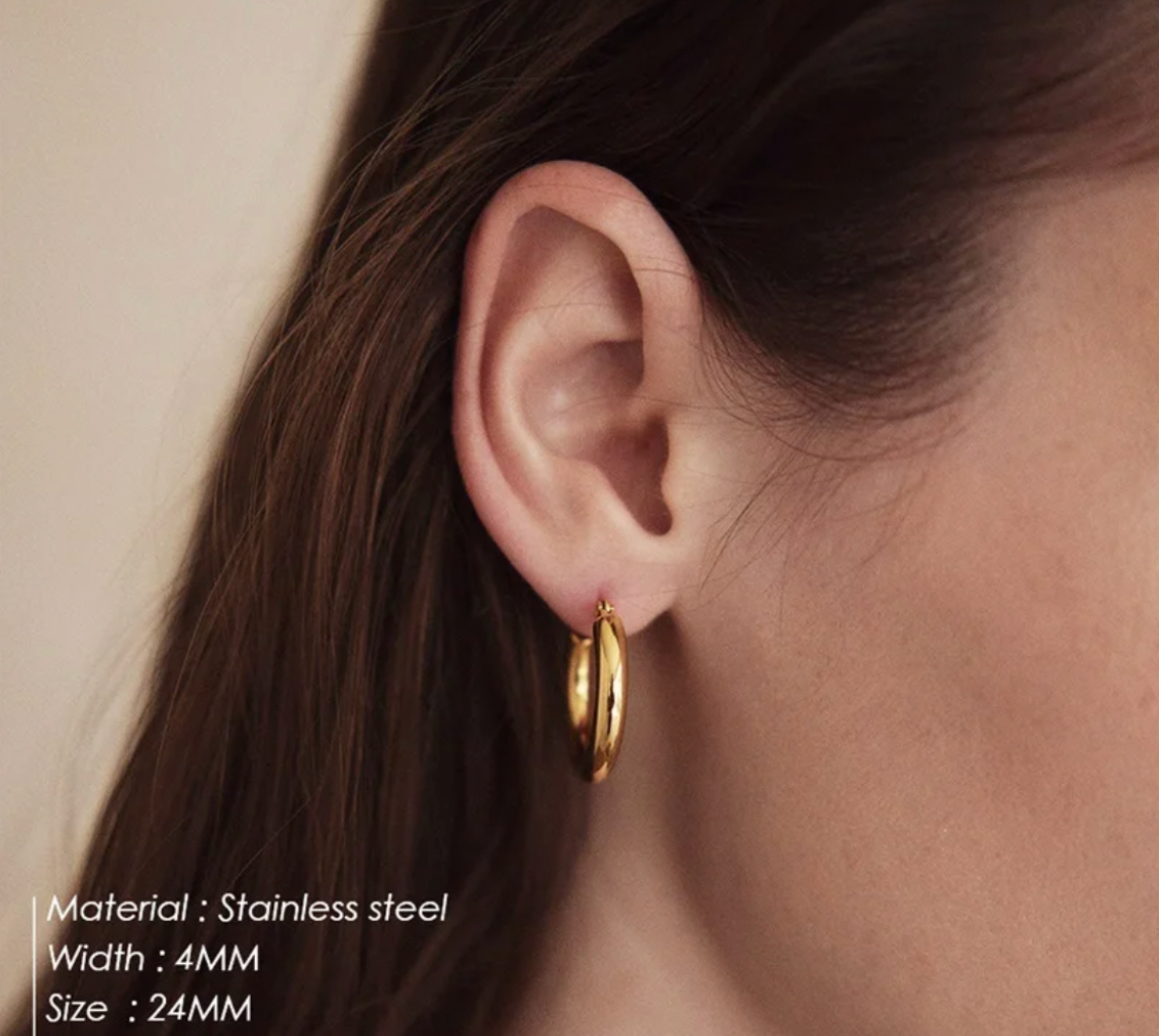 Buy Orb & Gravel Gold Dainty Thick Hoops in Pakistan