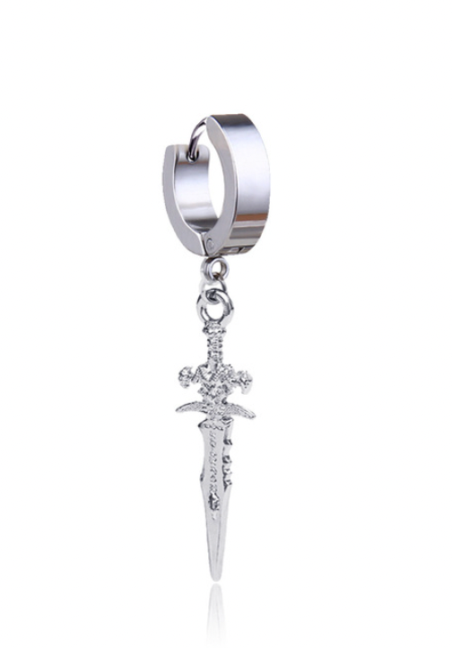 Buy Orb & Gravel Sword Thick Hoop Silver Pair in Pakistan