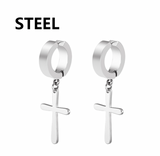 Buy Orb & Gravel Thick Cross Clip On Hoop Silver in Pakistan