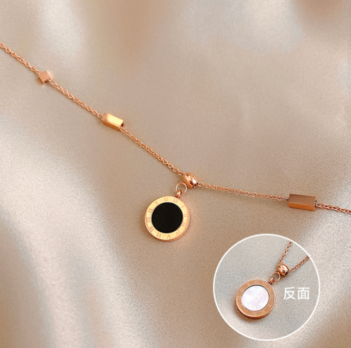 Buy Orb & Gravel Rosegold Double Side Disc Necklace in Pakistan