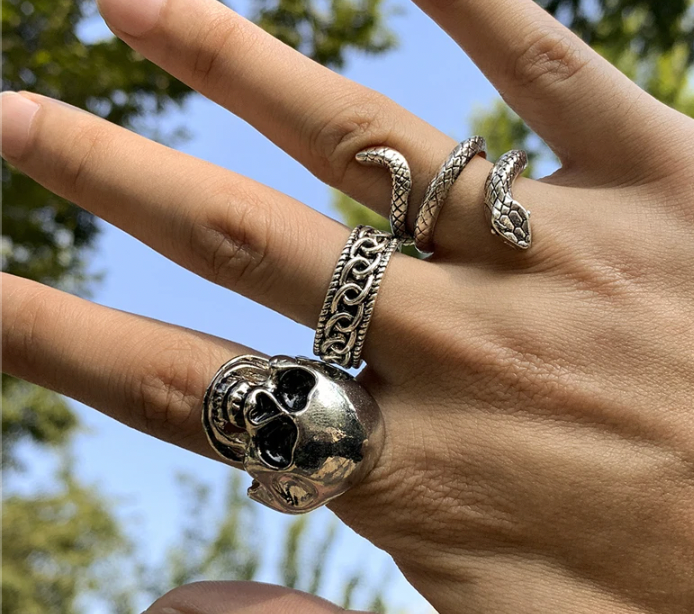 Buy Orb & Gravel Stainless Steel Skull Edition Ringset in Pakistan