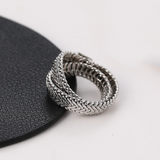 Buy Orb & Gravel Layered Chain Ring Silver in Pakistan