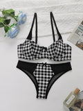 Buy Plaid Check Non Padded Bra and Panty Set in Pakistan