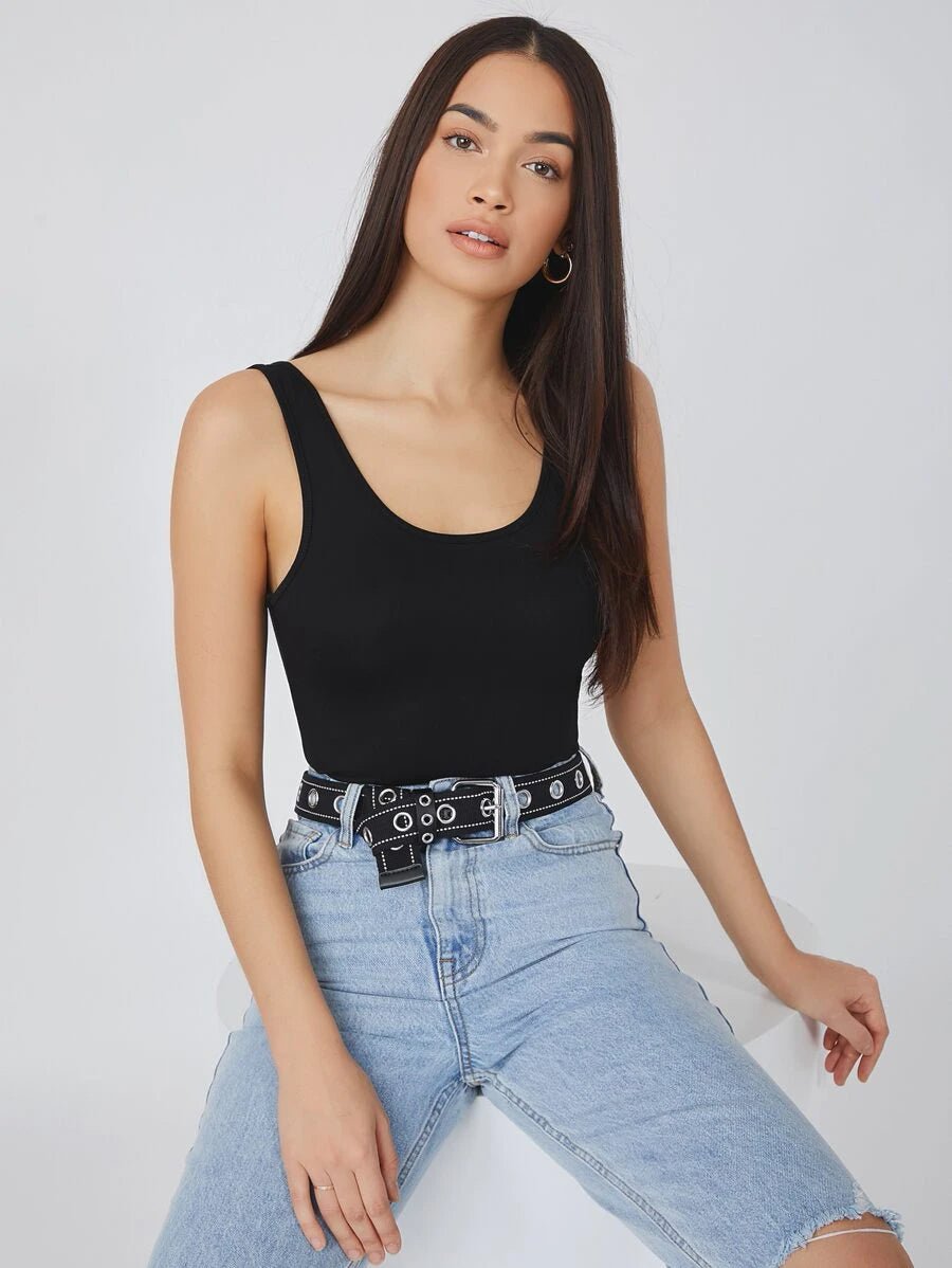 Buy Shein Basics Scoop Neck Solid Tank Top in Pakistan