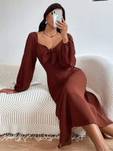 Buy Shein Polka Dot Print Knot Front Lantern Sleeve Dress in Pakistan