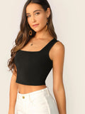 Buy Shein Ribbed Form-Fitting Cropped Tank Top in Pakistan