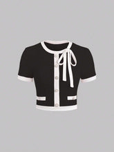 Buy SHEIN Sweetra Contrast Trim Tie Front Tee Graphic Tees Women Tops in Pakistan