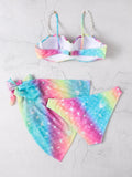 Buy SHEIN Swim Vcay Swim Suits For Women Summer Beach Ombre Fish Scales Print Bikini Set Scallop Trim Push Up Top & Bikini & Beach Skirt 3 Pieces Bikini in Pakistan