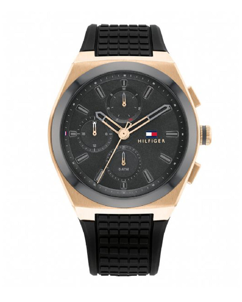 Buy Tommy Hilfiger Men's Quartz Black Silicone Strap Grey Dial 44mm Watch 1791931 in Pakistan