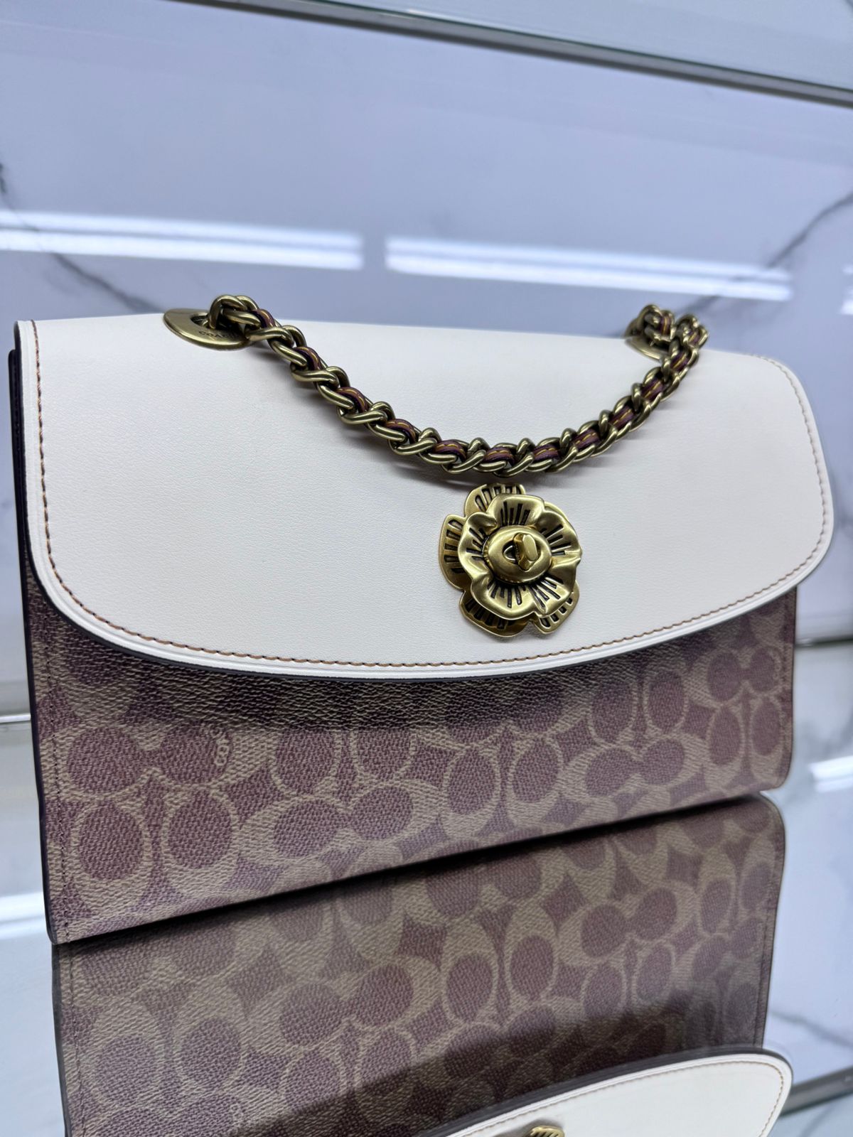 Buy Coach Parker Monogram Shoulder Bag - Chalk White in Pakistan