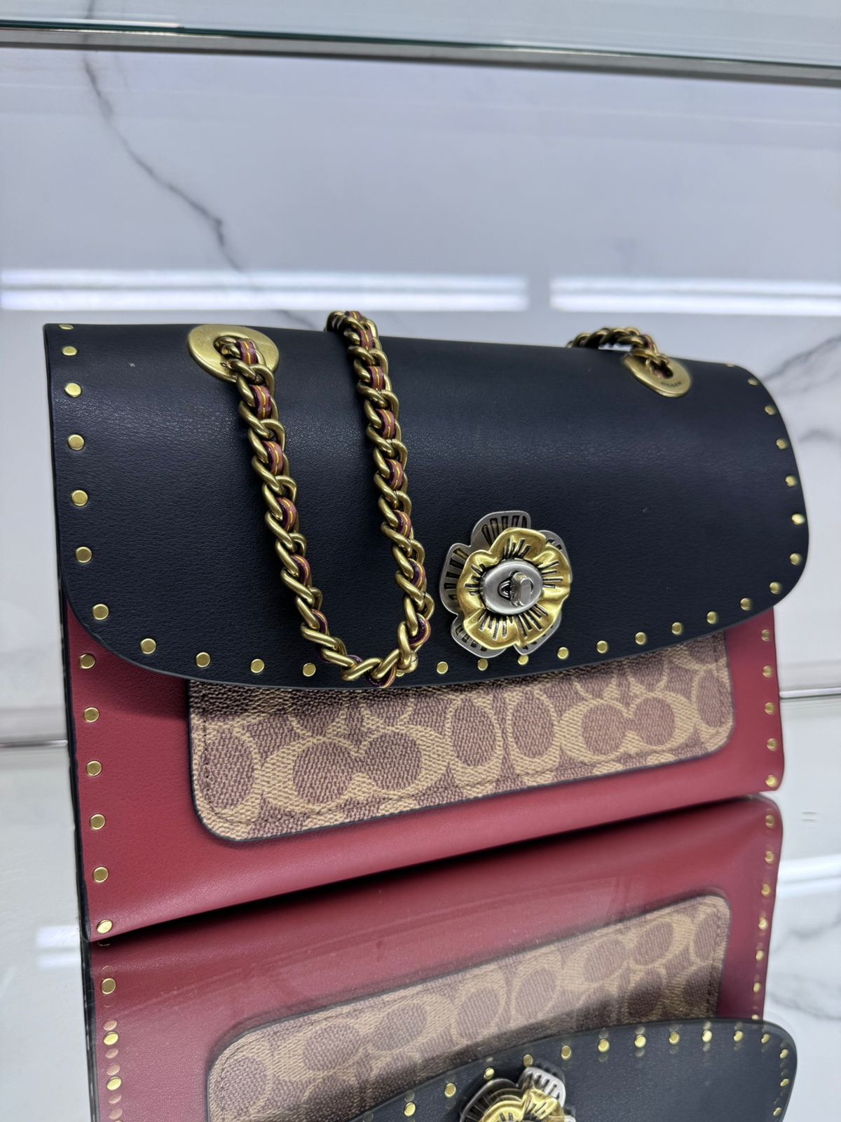 Buy Coach Parker Monogram Shoulder Bag - Black Tan in Pakistan