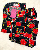 Buy Galaxy Boski Linen Printed Pajama with Scrunchie - Love Rose in Pakistan