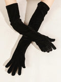 Buy SHEIN Women's Black Gold Velvet Gloves Extended Retro Evening Dress Wedding Dress Etiquette Decoration Warm Velvet Cloth Gloves in Pakistan