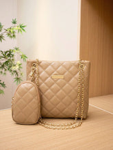 Buy SHEIN Women's Geometric Pattern Embossed Chain Shoulder Tote Bag With Magnetic Button & Large Capacity, Plus Zipper Coin Purse in Pakistan