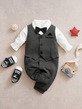 Buy SHEIN Yierying Infant Romper, Blue, Gentleman Style Front Button Faux Shirt in Pakistan