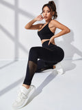 Buy SHEIN Yoga Sxy 2pcs Seamless Fitness Yoga Suit Gym Outfits Set Strappy Back Cami Scrunch Butt Hollow Out Tights in Pakistan