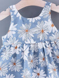 Buy SHEIN Young Girl Summer Sleeveless Sunflower Print Dress With Cute Bowknot Back And Hat 2pcs/Set in Pakistan