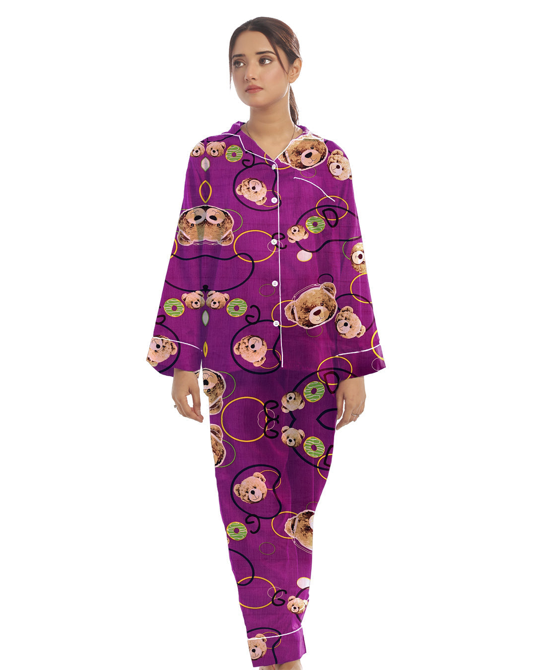 Buy Linen Pajama Suit with Scrunchie - Teddy Dreamwear in Pakistan