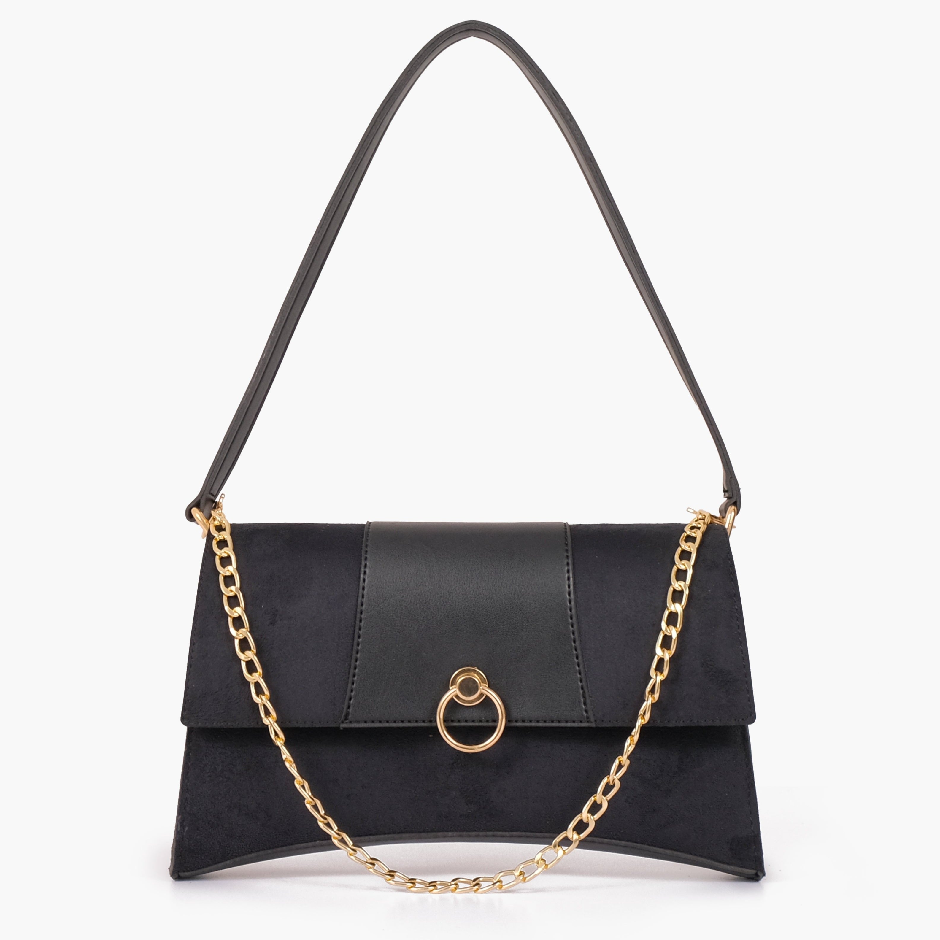 Buy Suede Buckle Envelope Bag - Black in Pakistan