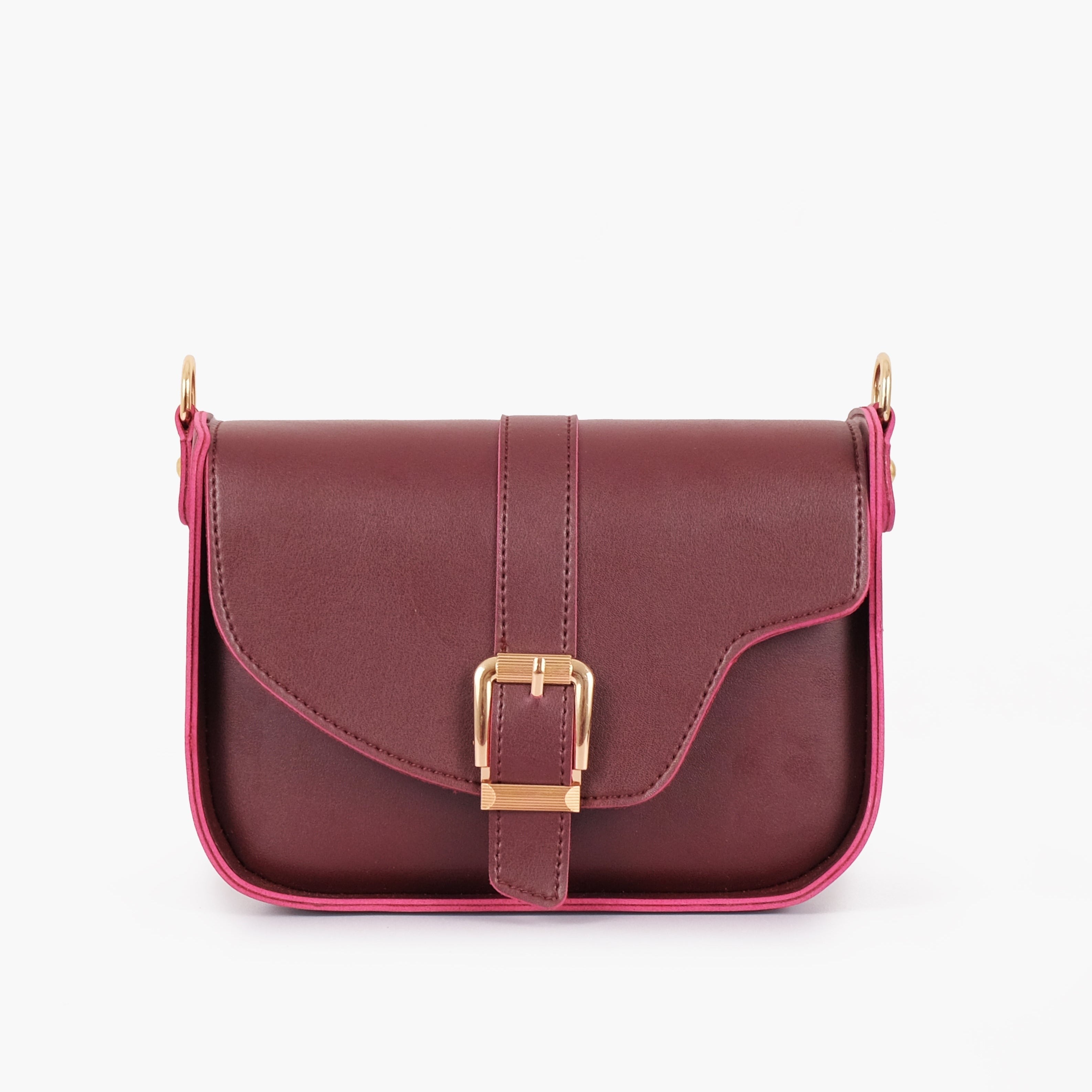 Buy Saddle Buckle Bag - Burgundy in Pakistan