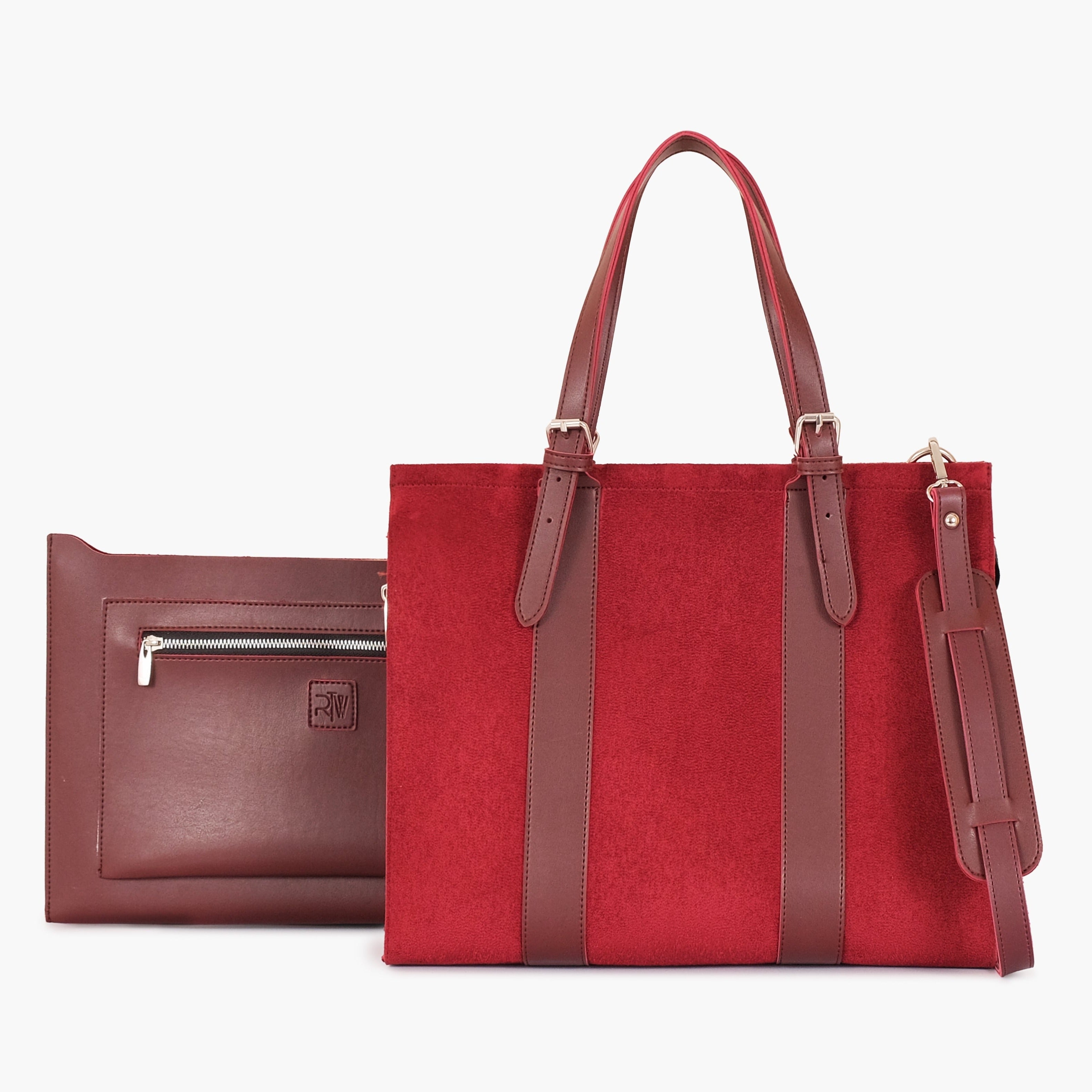 Buy Suede Laptop Bag With Sleeve - Burgundy in Pakistan