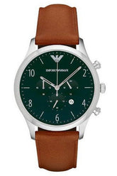 Buy Emporio Armani Men's Quartz Brown Leather Strap Green Dial 43mm Watch AR1941 in Pakistan