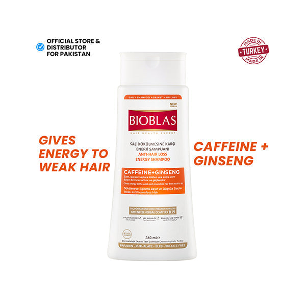 Buy Bioblas - Anti-Hair Loss Energy Shampoo (Caffiene + Ginseng) 360ml in Pakistan